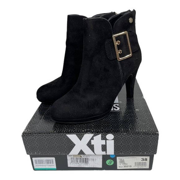 Xti Shoes - Xti Womens Ankle Boots Black Suede Size 7